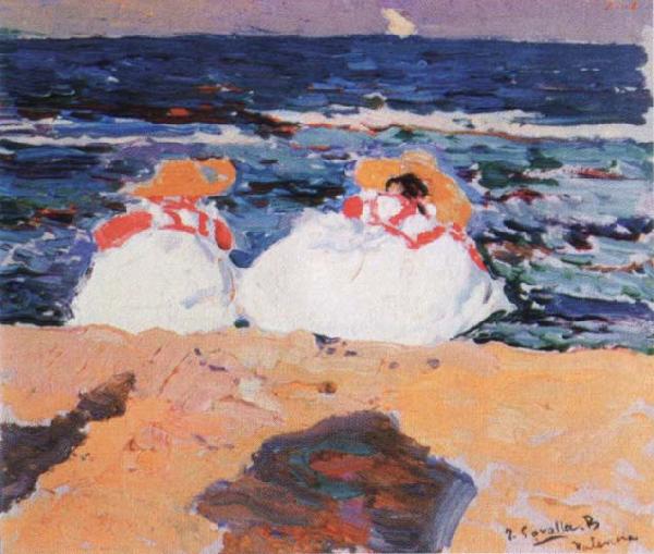 Joaquin Sorolla Y Bastida maria y elena en la playa oil painting image